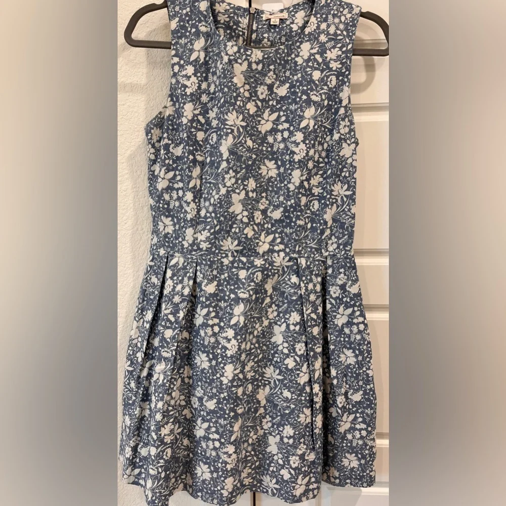 Charming Summer Dress! GAP (EUC, Sz 4) Blue & White, Pleated, Sleeveless Cotton - Picture 3 of 9